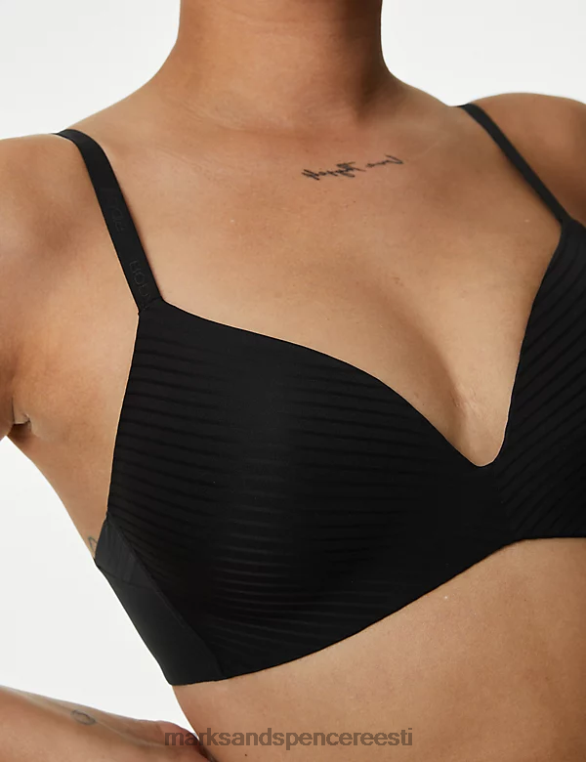 Riietus ee Marks & Spencer unisex kujuga traadita täistassiga T-särgi rinnahoidja must NZTRN4078