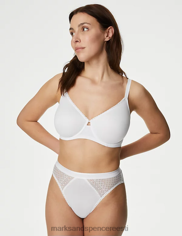 Riietus ee Marks & Spencer unisex lahe mugav puuvillane rikas minimeeritav rinnahoidja valge NZTRN3735