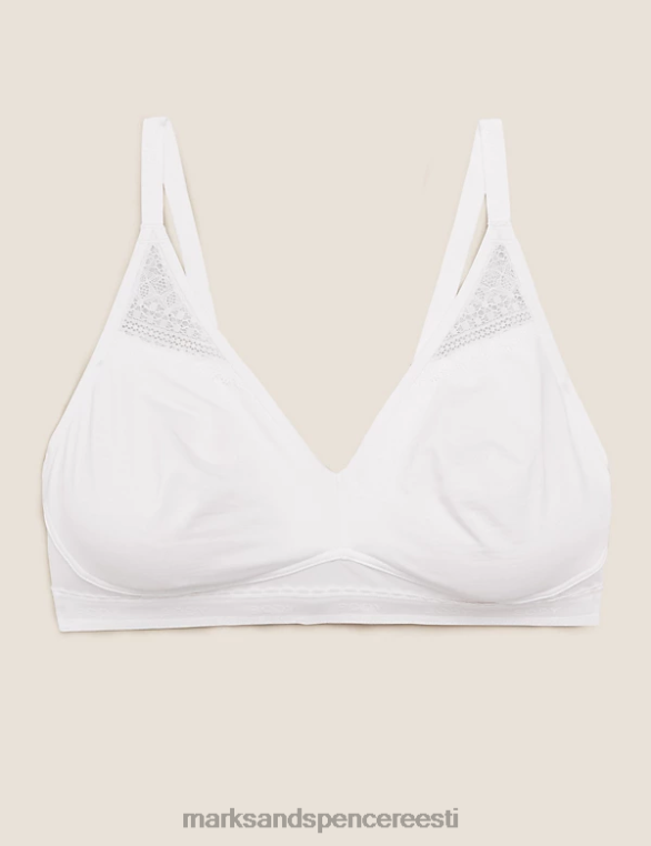 Riietus ee Marks & Spencer unisex lahe mugav puuvillane traadita bralette valge NZTRN4728