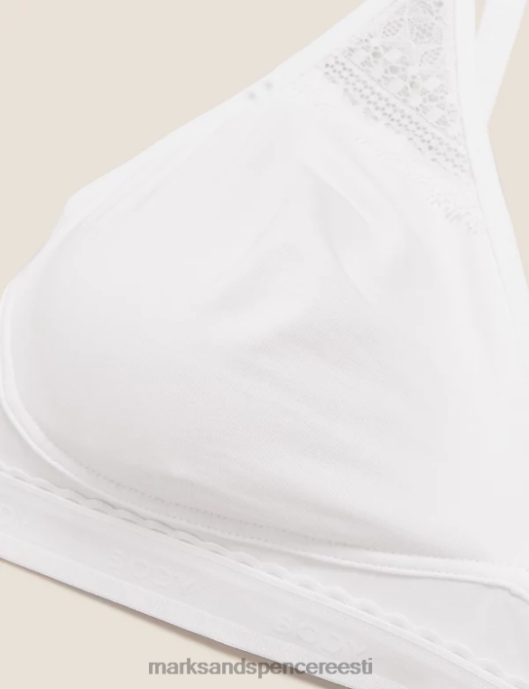 Riietus ee Marks & Spencer unisex lahe mugav puuvillane traadita bralette valge NZTRN4728