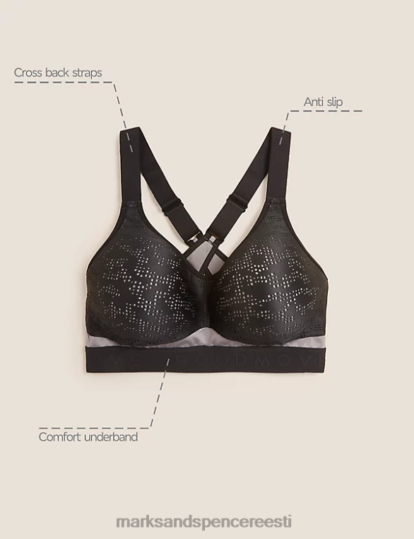 Riietus ee Marks & Spencer unisex liikumisvabadus ülim tugi spordirinnahoidja must segu NZTRN4576