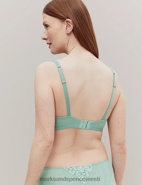 Riietus ee Marks & Spencer unisex lillemustriga juhtmega täistops rinnahoidja roheline segu NZTRN4359