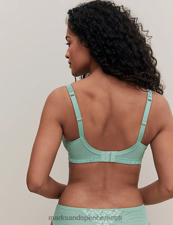 Riietus ee Marks & Spencer unisex lillemustriga juhtmega täistops rinnahoidja roheline segu NZTRN4369