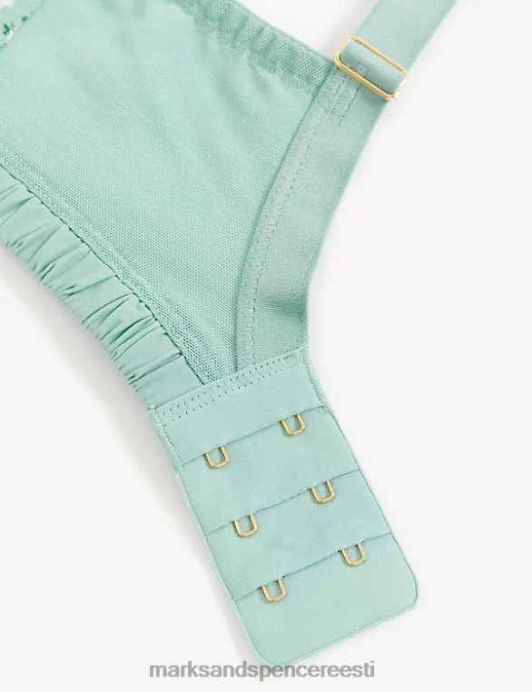 Riietus ee Marks & Spencer unisex lillemustriga juhtmega täistops rinnahoidja roheline segu NZTRN4369