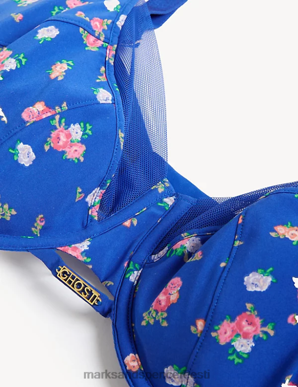 Riietus ee Marks & Spencer unisex lillemustriga juhtmega täistops rinnahoidja sinine segu NZTRN3967