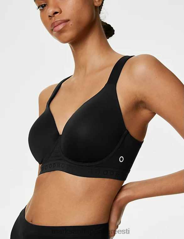 Riietus ee Marks & Spencer unisex ülim tugi juhtmega spordi-t-särgi rinnahoidja must NZTRN4175