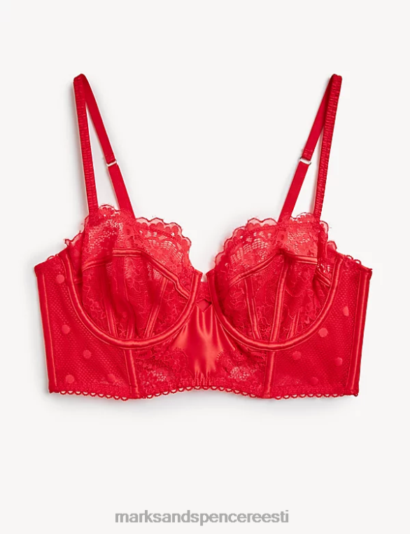 Riietus ee Marks & Spencer unisex linea pitsiga juhtmega longline rõdurinnahoidja punane NZTRN4593