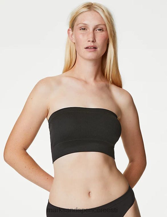 Riietus ee Marks & Spencer unisex õmblusteta juhtmeta bandeau rinnahoidja must NZTRN4259