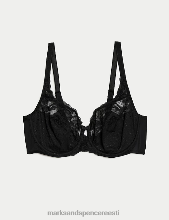 Riietus ee Marks & Spencer unisex metsiku õitsenguga juhtmega täistops rinnahoidja must NZTRN105
