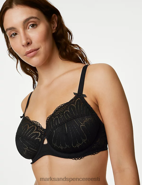 Riietus ee Marks & Spencer unisex nova pitsiga juhtmega full cup rinnahoidja must NZTRN4862