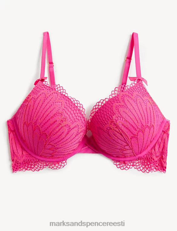 Riietus ee Marks & Spencer unisex nova pitsiga traadiga push-up rinnahoidja roosa roosa NZTRN4394