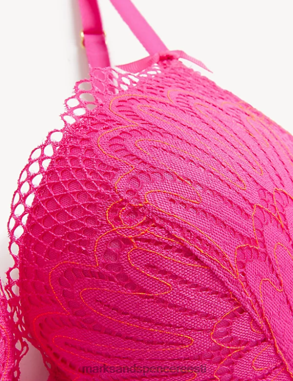 Riietus ee Marks & Spencer unisex nova pitsiga traadiga push-up rinnahoidja roosa roosa NZTRN4394