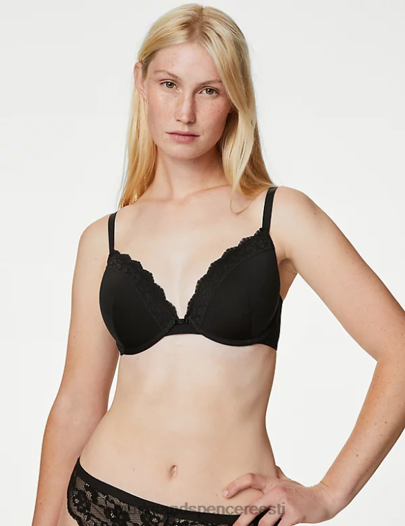Riietus ee Marks & Spencer unisex pitsiga polsterdatud süvistraadiga rinnahoidja must NZTRN3790