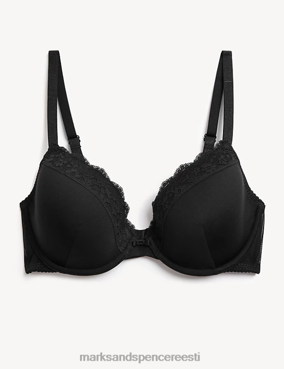Riietus ee Marks & Spencer unisex pitsiga polsterdatud süvistraadiga rinnahoidja must NZTRN3790