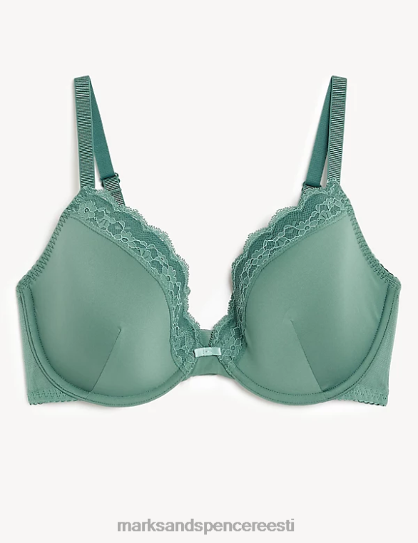 Riietus ee Marks & Spencer unisex pitsiga polsterdatud süvistraadiga rinnahoidja pajuroheline NZTRN4128