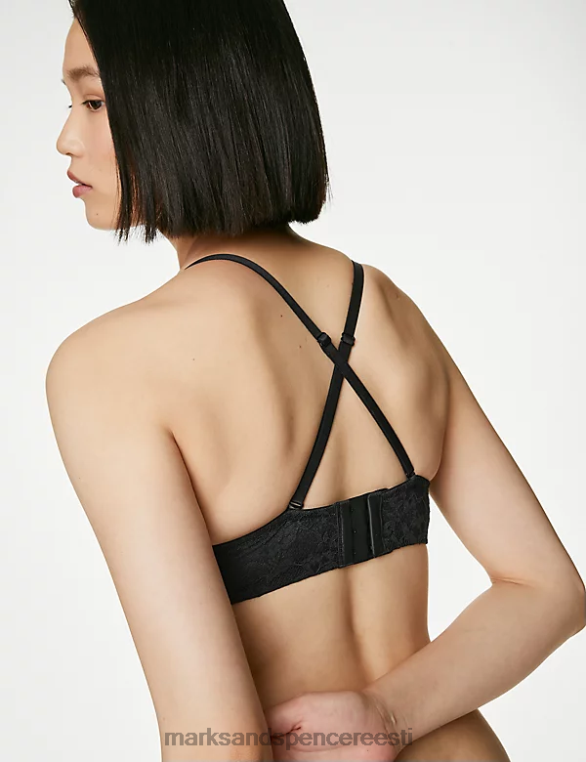 Riietus ee Marks & Spencer unisex pitsiga traadiga bandeau rinnahoidja must NZTRN3822