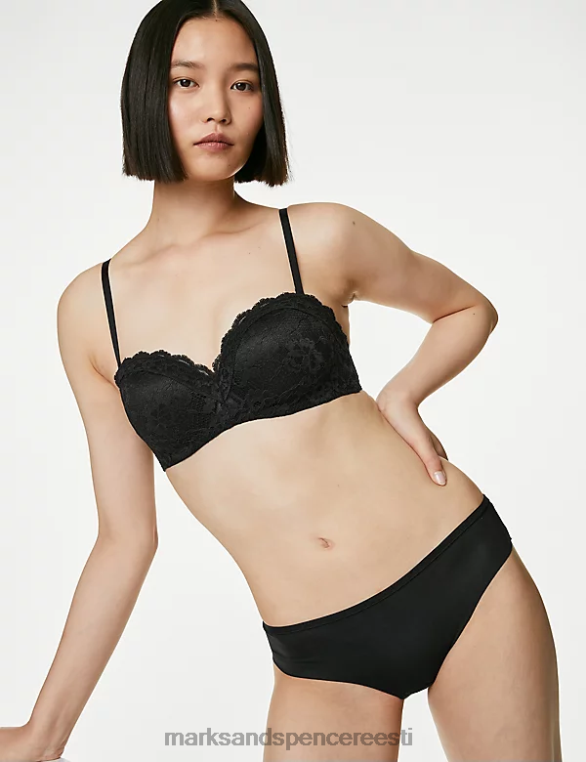 Riietus ee Marks & Spencer unisex pitsiga traadiga bandeau rinnahoidja must NZTRN3822