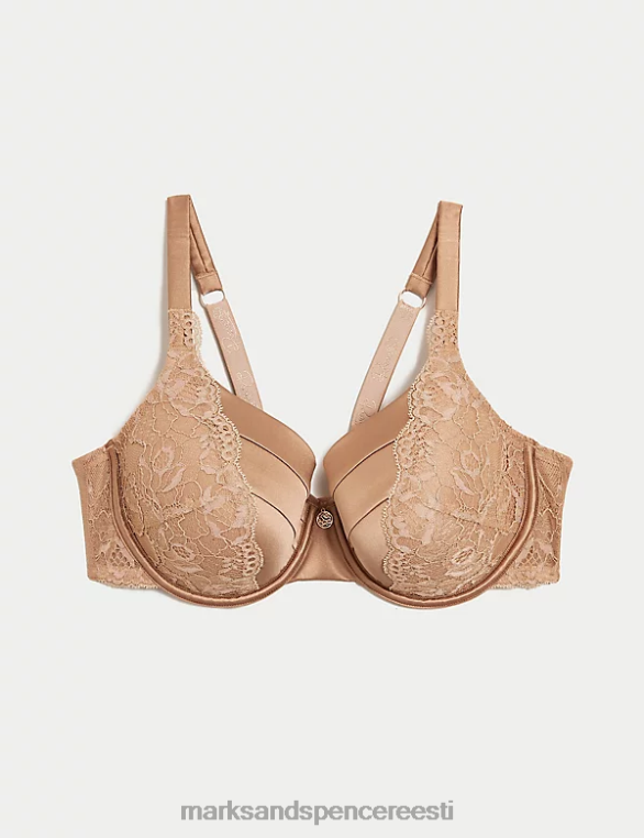 Riietus ee Marks & Spencer unisex pitsiga traadiga täistopsrinnahoidja siidiga rikkalik merevaik NZTRN4389