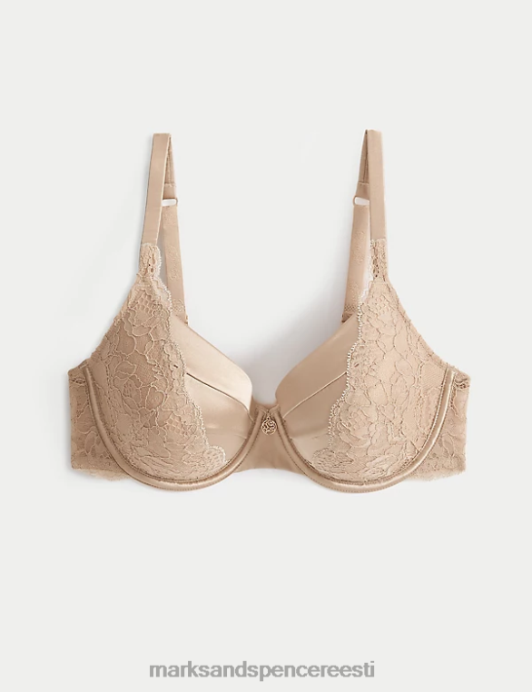 Riietus ee Marks & Spencer unisex pitsiga traadiga täistopsrinnahoidja siidiga roosa kvarts NZTRN4390