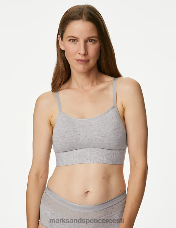Riietus ee Marks & Spencer unisex puuvillane juhtmeta operatsioonijärgne cami rinnahoidja hall mergel NZTRN4491