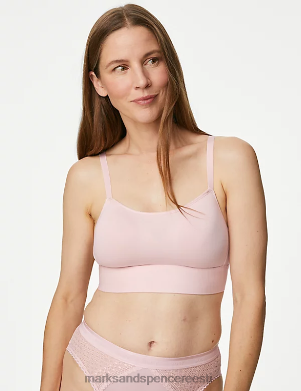 Riietus ee Marks & Spencer unisex puuvillane juhtmeta operatsioonijärgne cami rinnahoidja pehme roosa NZTRN4839