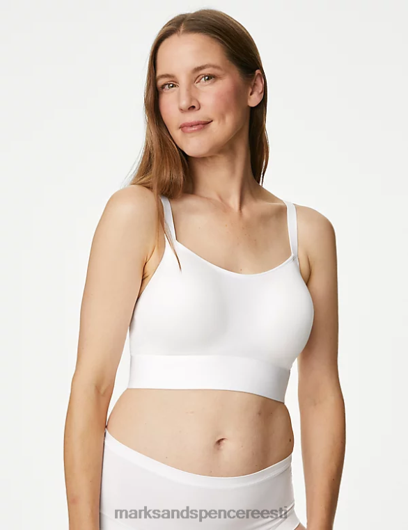 Riietus ee Marks & Spencer unisex puuvillane juhtmeta operatsioonijärgne cami rinnahoidja valge NZTRN4838