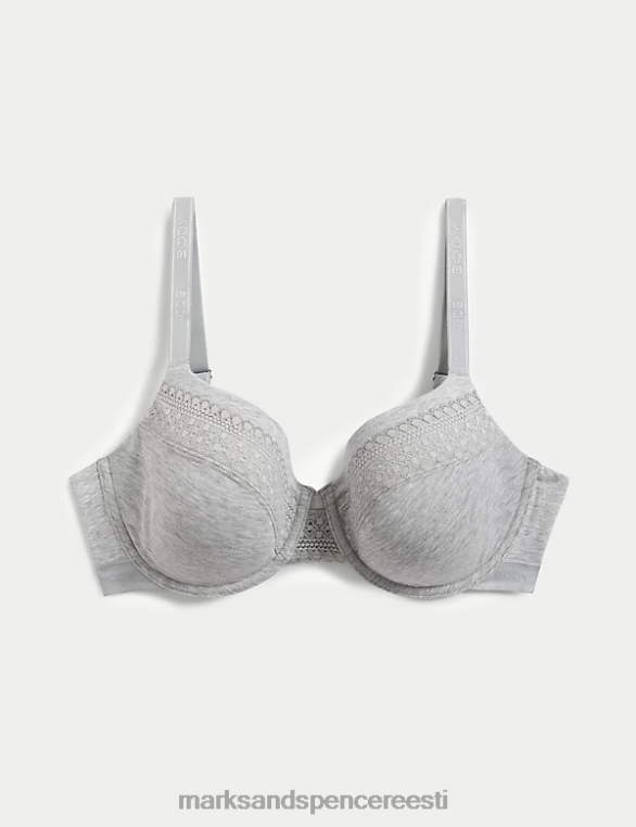 Riietus ee Marks & Spencer unisex puuvillane laheda mugava traadiga t-särgi rinnahoidja hall mergel NZTRN3936
