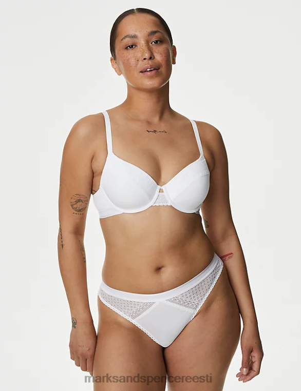 Riietus ee Marks & Spencer unisex puuvillane laheda mugava traadiga t-särgi rinnahoidja valge NZTRN3688