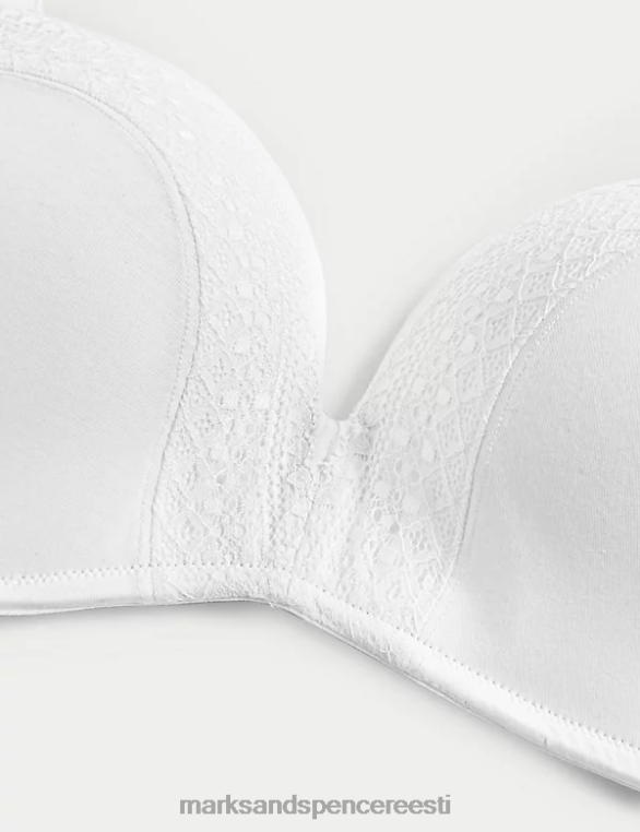 Riietus ee Marks & Spencer unisex puuvillane laheda mugavusega juhtmeta push up rinnahoidja valge NZTRN3727