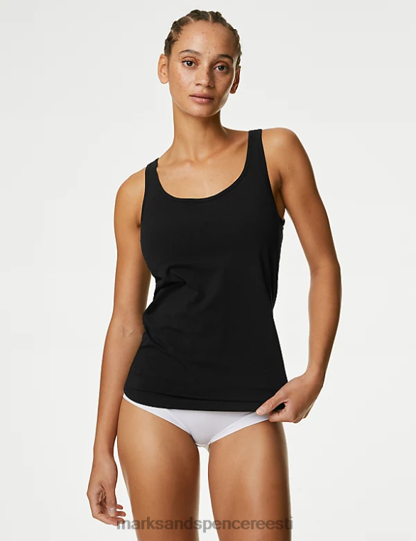 Riietus ee Marks & Spencer unisex puuvillase rikkaliku rinnahoidja vestiga polsterdatud tassid must NZTRN3503