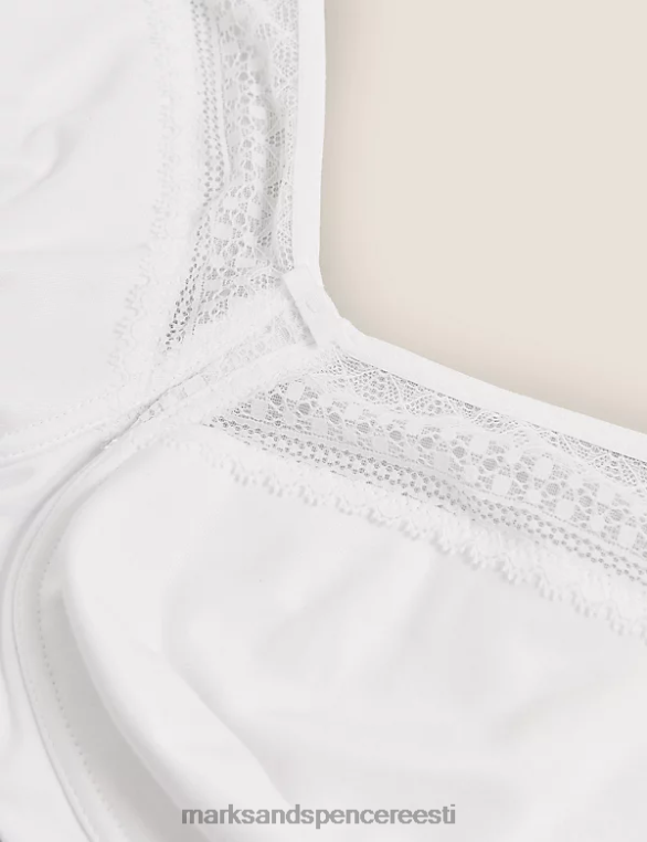 Riietus ee Marks & Spencer unisex puuvillasegu ja pitsiline traadita täielik tugirinnahoidja valge NZTRN90