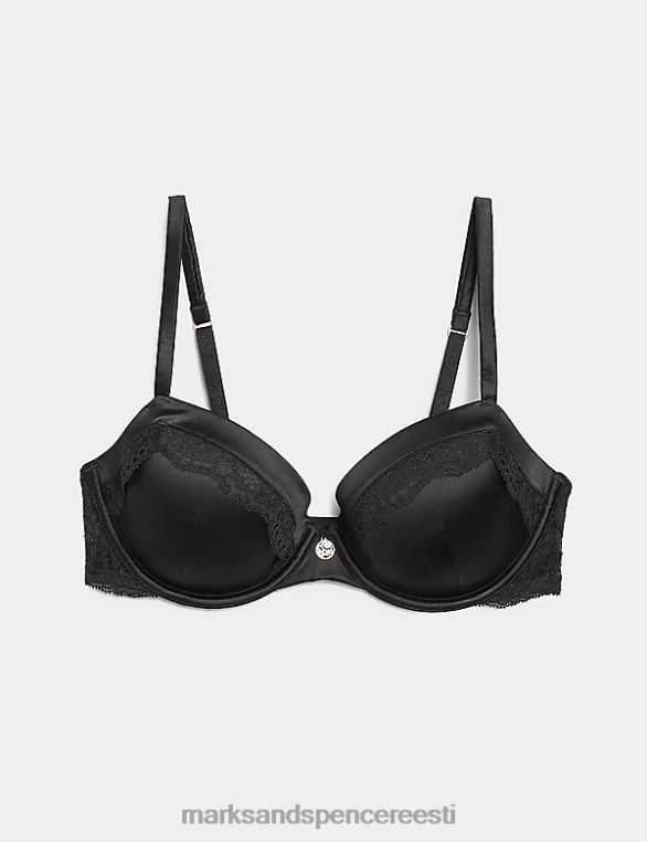 Riietus ee Marks & Spencer unisex siidist ja pitsist juhtmega rõdurinnahoidja must NZTRN3879