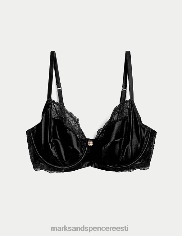 Riietus ee Marks & Spencer unisex siidist ja pitsist juhtmega rõdurinnahoidja must NZTRN4153