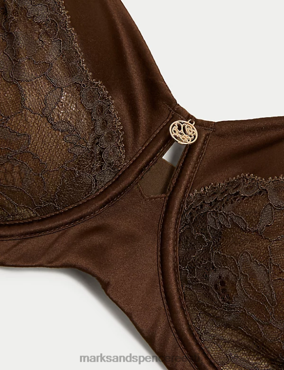 Riietus ee Marks & Spencer unisex siidist ja pitsist juhtmega rõdurinnahoidja rikas kvarts NZTRN4451