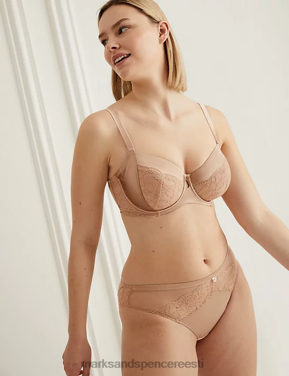 Riietus ee Marks & Spencer unisex siidist ja pitsist juhtmega rõdurinnahoidja roosa kvarts NZTRN4806