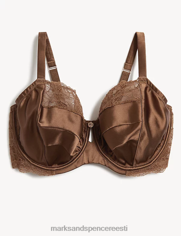 Riietus ee Marks & Spencer unisex siidist ja pitsist juhtmega rõdurinnahoidja topaas NZTRN3998