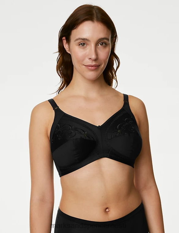 Riietus ee Marks & Spencer unisex täielik tugi tikitud täistops rinnahoidja must NZTRN4069
