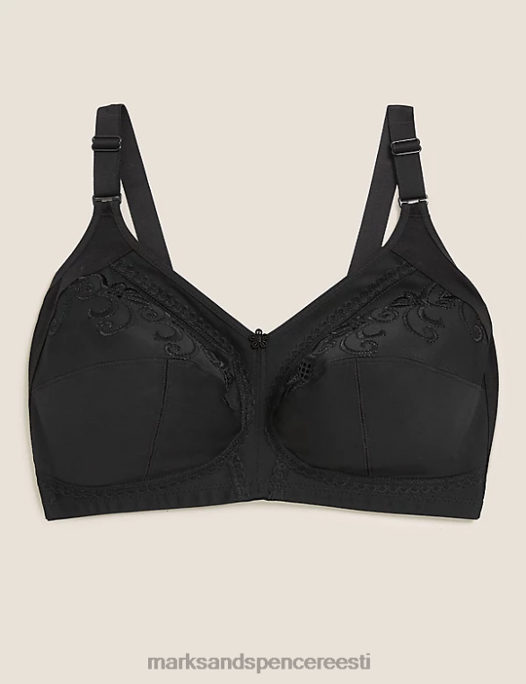 Riietus ee Marks & Spencer unisex täielik tugi tikitud täistops rinnahoidja must NZTRN4069