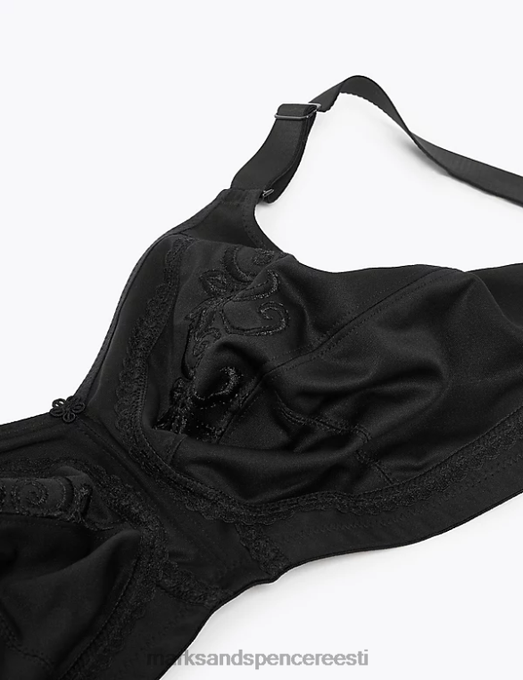 Riietus ee Marks & Spencer unisex täielik tugi tikitud täistops rinnahoidja must NZTRN4069