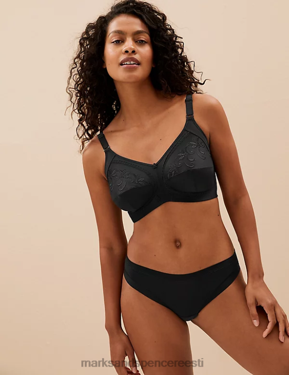 Riietus ee Marks & Spencer unisex täielik tugi tikitud täistops rinnahoidja must NZTRN4350