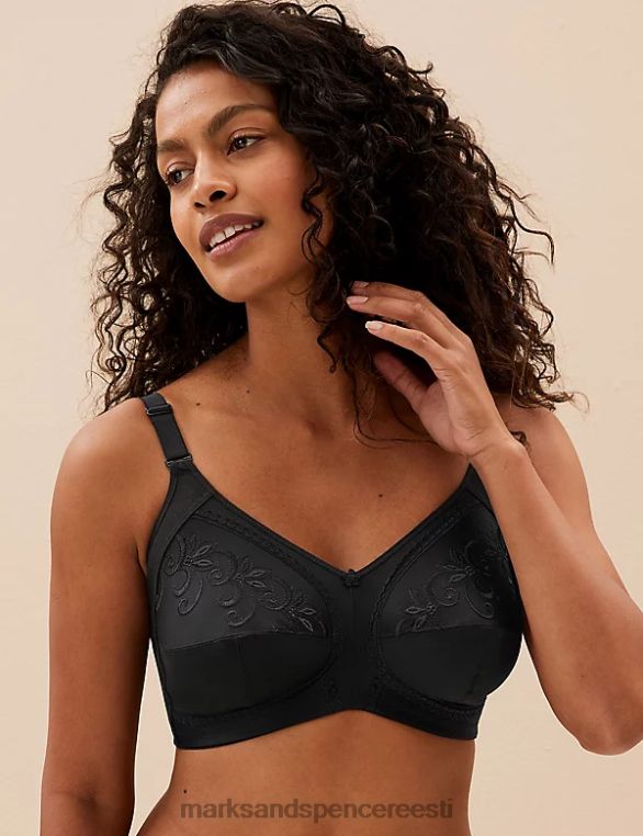 Riietus ee Marks & Spencer unisex täielik tugi tikitud täistops rinnahoidja must NZTRN4350