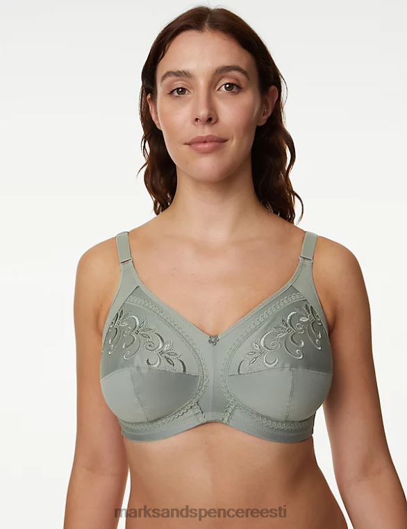 Riietus ee Marks & Spencer unisex täielik tugi tikitud täistops rinnahoidja tolmune roheline NZTRN3876