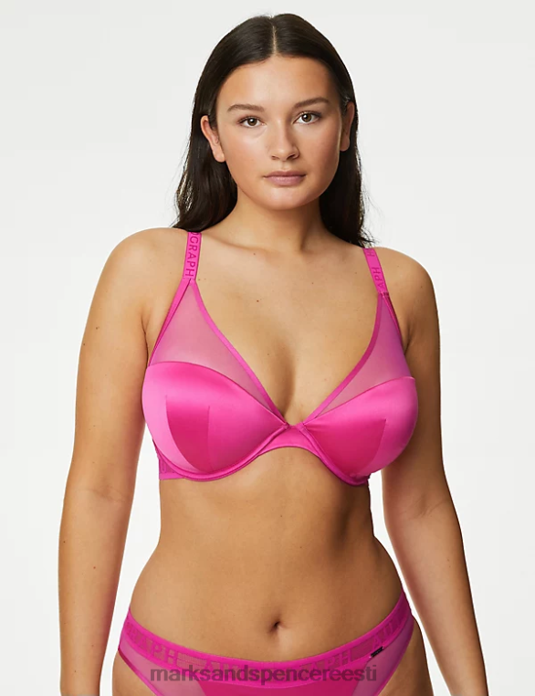 Riietus ee Marks & Spencer unisex tivoli võrgust juhtmega sukeldumisrinnahoidja fuksia NZTRN4940