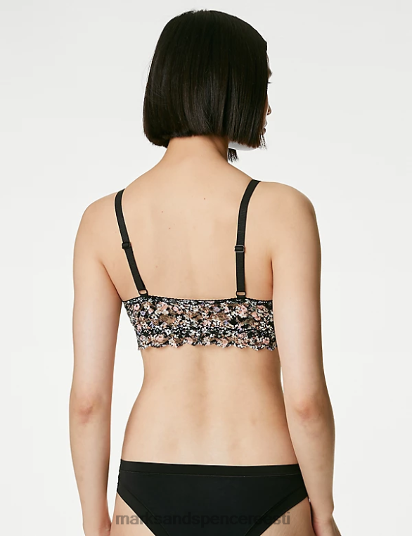 Riietus ee Marks & Spencer unisex trükitud pitsist traadita bralette must segu NZTRN4414