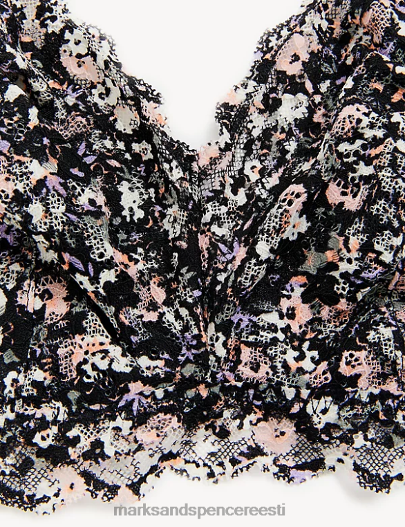 Riietus ee Marks & Spencer unisex trükitud pitsist traadita bralette must segu NZTRN4414