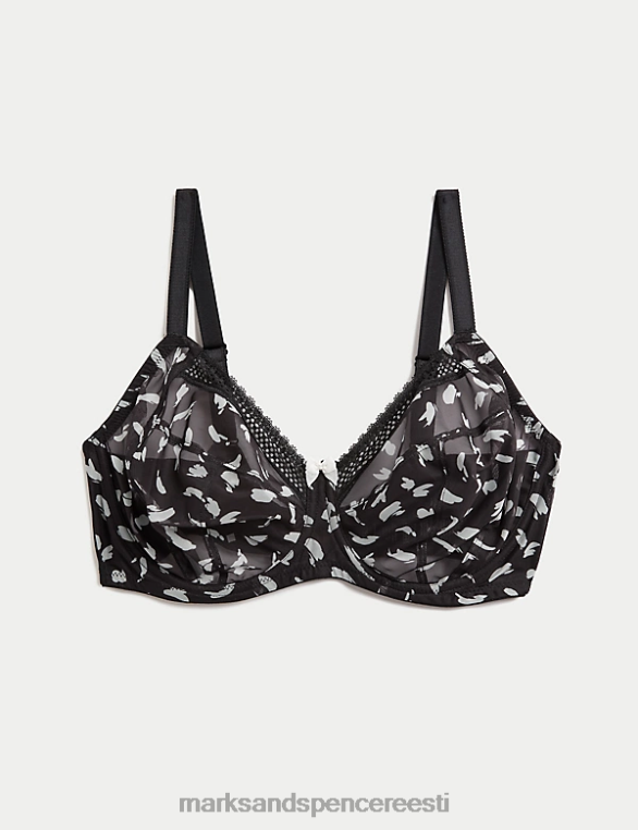 Riietus ee Marks & Spencer unisex trükitud võrgust juhtmega lisatugirinnahoidja must NZTRN4284
