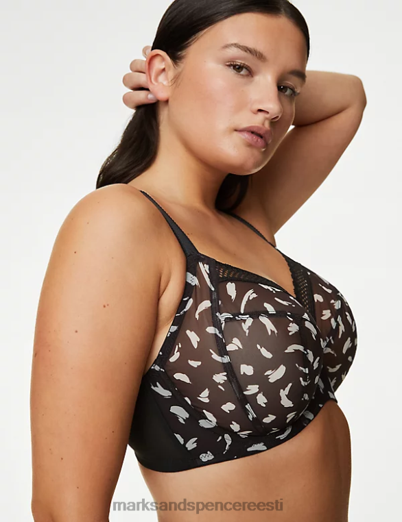 Riietus ee Marks & Spencer unisex trükitud võrgust juhtmega lisatugirinnahoidja must NZTRN4284
