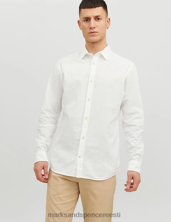 Riietus ee Marks & Spencer unisex puuvillase rikkaliku triibuga oxfordi särk valge NZTRN5944
