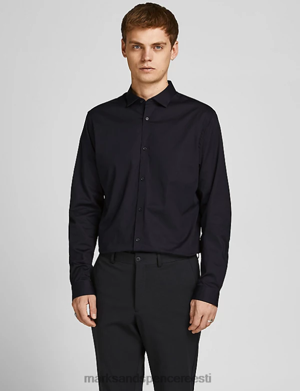 Riietus ee Marks & Spencer unisex slim fit puhtast puuvillast oxfordi särk must NZTRN6084