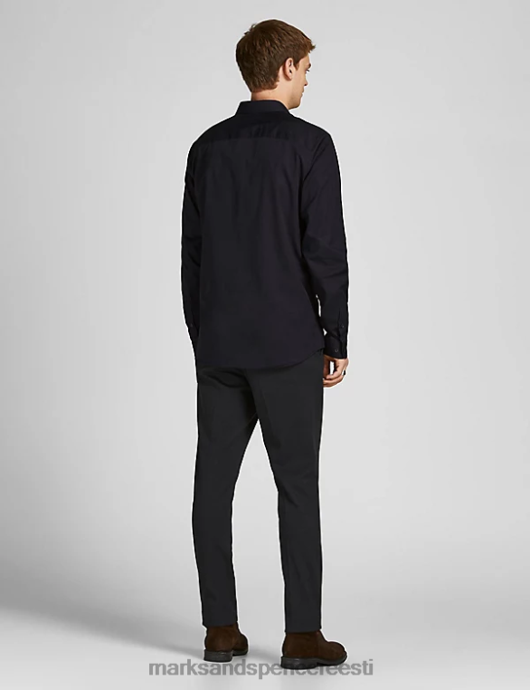 Riietus ee Marks & Spencer unisex slim fit puhtast puuvillast oxfordi särk must NZTRN6084